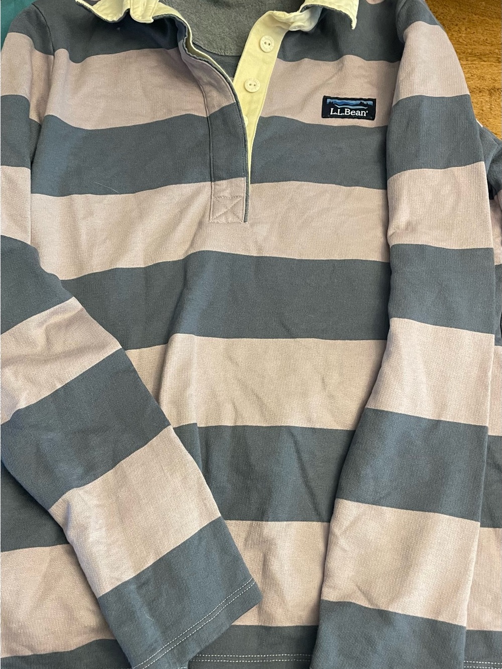 L.L. Bean Men's Wide Stripe Rugby Polo vintage soft collection xs